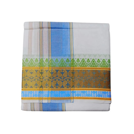 Men Pure Cotton Jacquard White Panchakacham Dhoti- 10x6