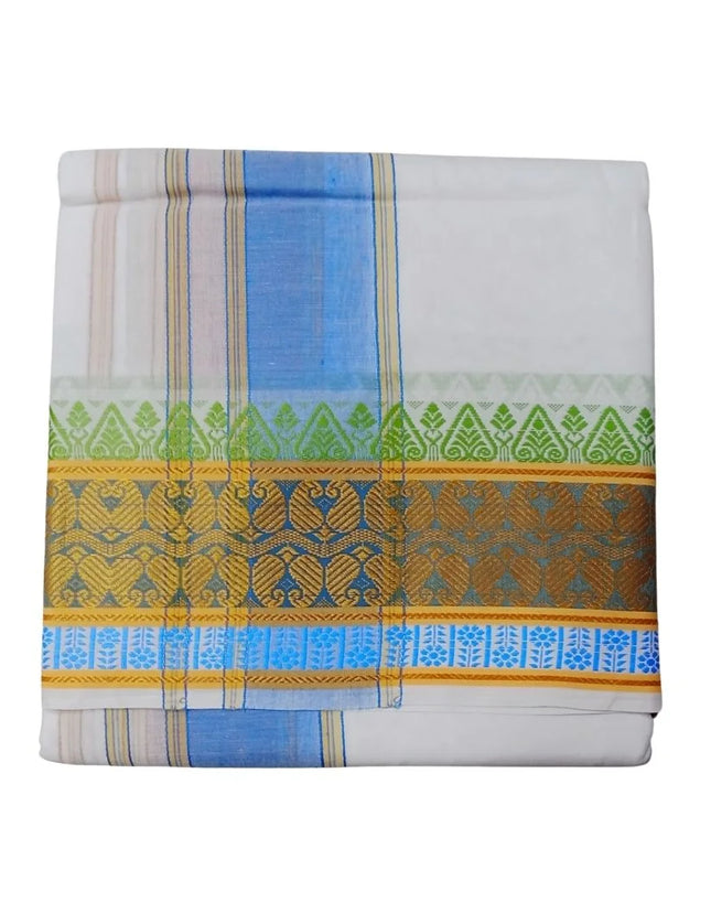 Men Pure Cotton Jacquard White Panchakacham Dhoti- 10x6