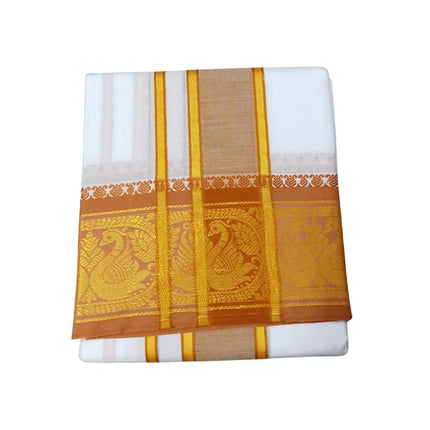 Men Pure Cotton Jayam White Panchakacham Dhoti-9x5