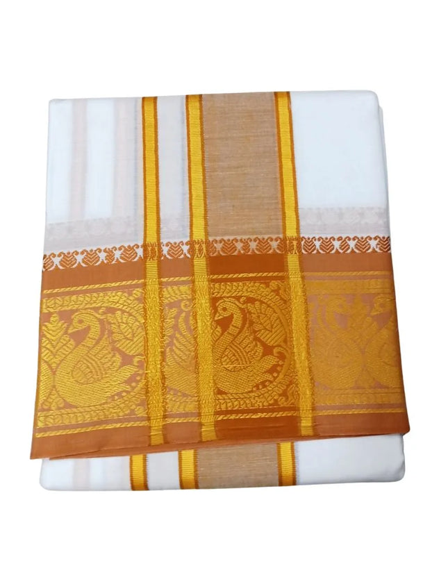 Men Pure Cotton Jayam White Panchakacham Dhoti-9x5