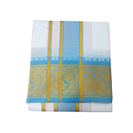 Men Pure Cotton Jayam White Panchakacham Dhoti-9x5