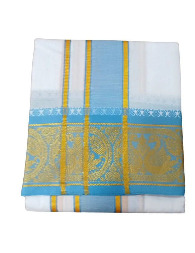 Men Pure Cotton Jayam White Panchakacham Dhoti-9x5