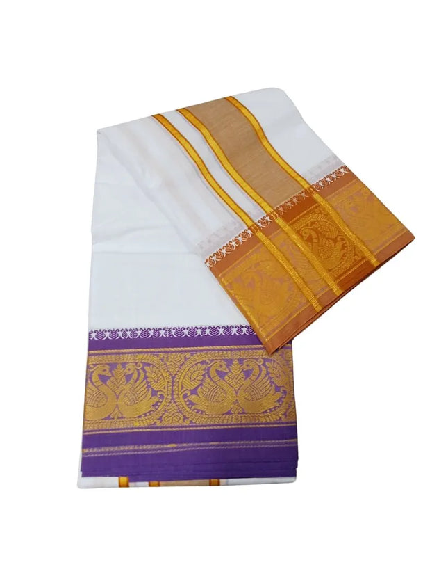 Men Pure Cotton Jayam White Panchakacham Dhoti-9x5