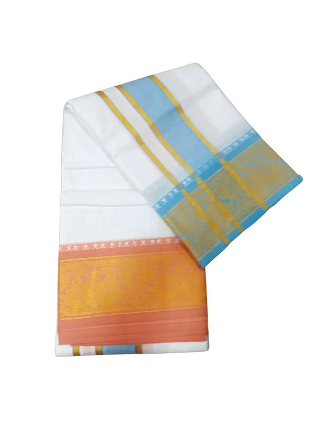 Men Pure Cotton Jayam White Panchakacham Dhoti-9x5