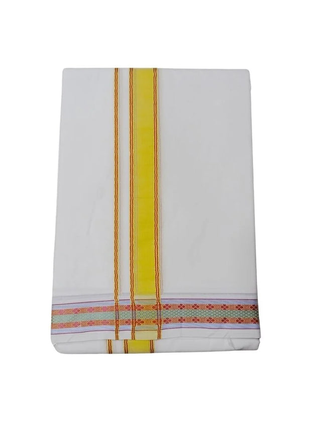 Men Pure Cotton Krishna White Panchakacham Dhoti-9x5