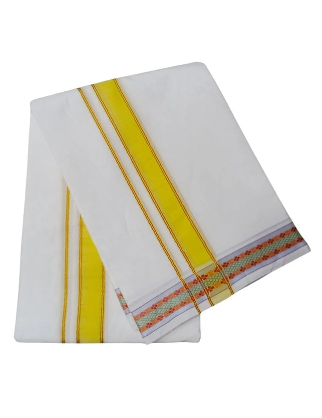 Men Pure Cotton Krishna White Panchakacham Dhoti-9x5