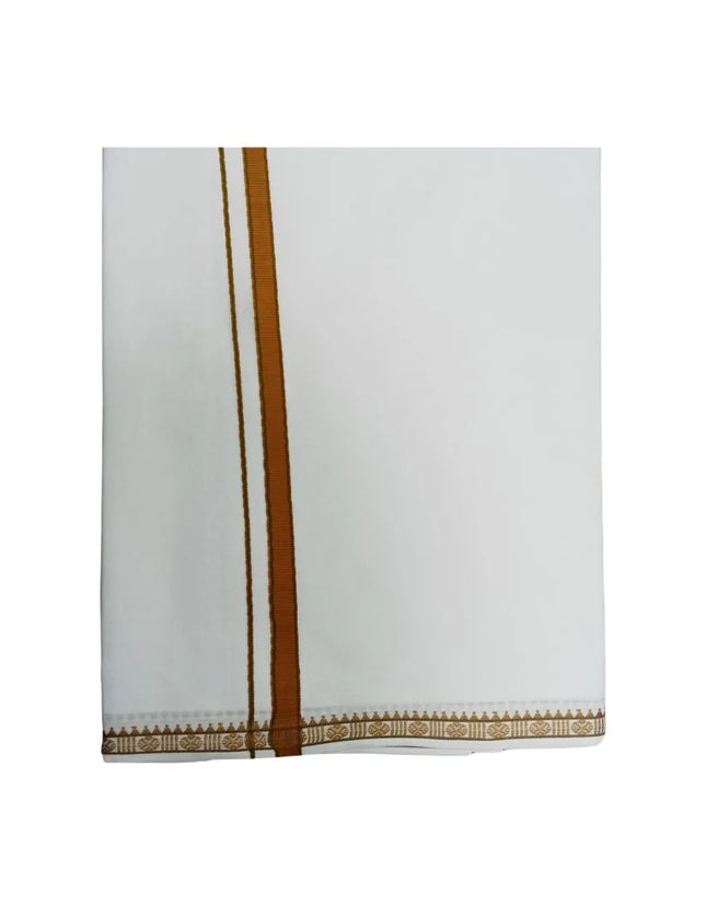 Men Pure Cotton Single Rudrassai White Panchakacham Dhoti-9x5