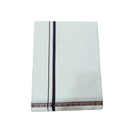 Men Pure Cotton Single Rudrassai White Panchakacham Dhoti-9x5