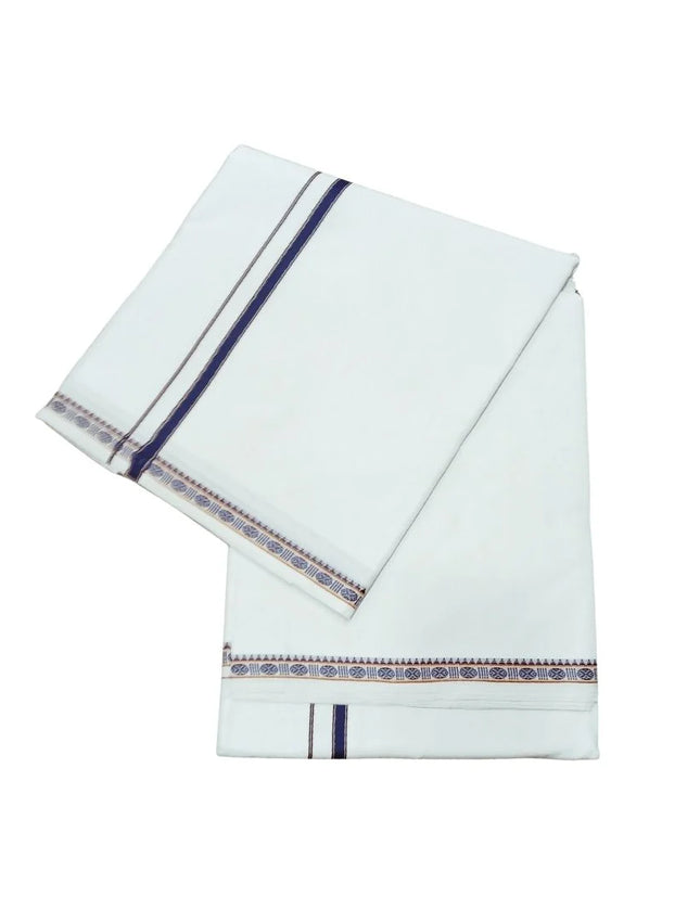 Men Pure Cotton Single Rudrassai White Panchakacham Dhoti-9x5