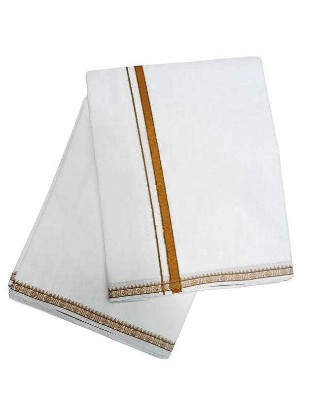 Men Pure Cotton Single Rudrassai White Panchakacham Dhoti-9x5