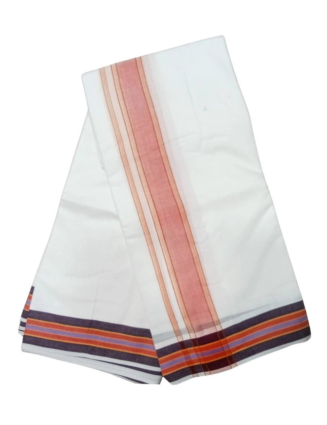 Men Pure Cotton Veg Bleached Panchakacham Dhoti- 9x5