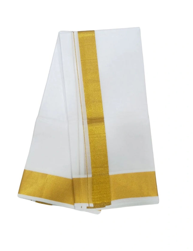 Men's cotton Jari double dhoti with velcro