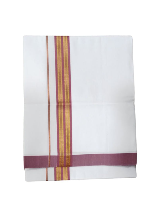 Men's Cotton 1-inch Thillana Jari Border Single Dhoti 2M