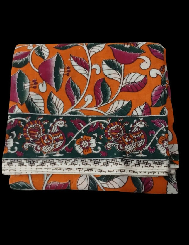 PEDANA PRINTED KALAMKARI MUL MUL COTTON 9 YARDS SAREES