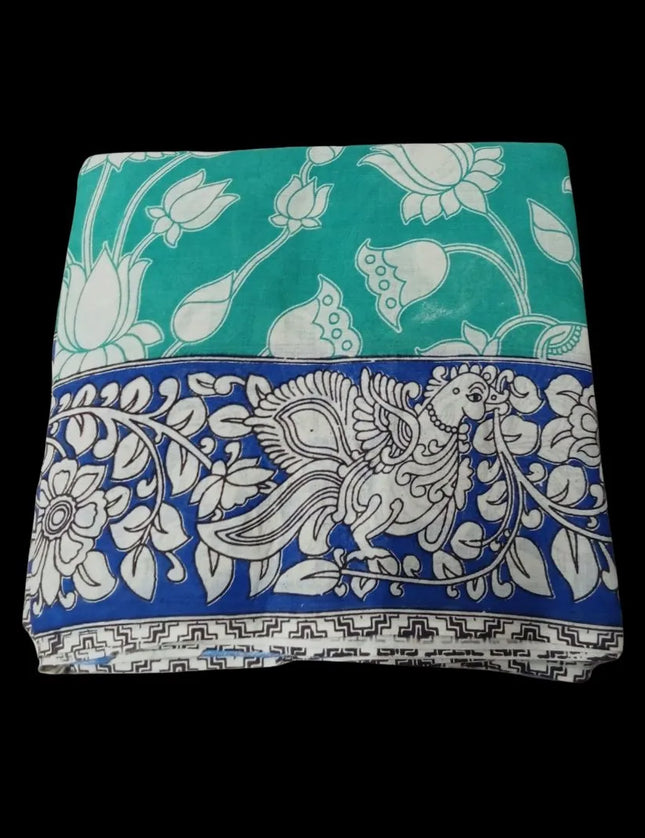 PEDANA PRINTED KALAMKARI MUL MUL COTTON 9 YARDS SAREES