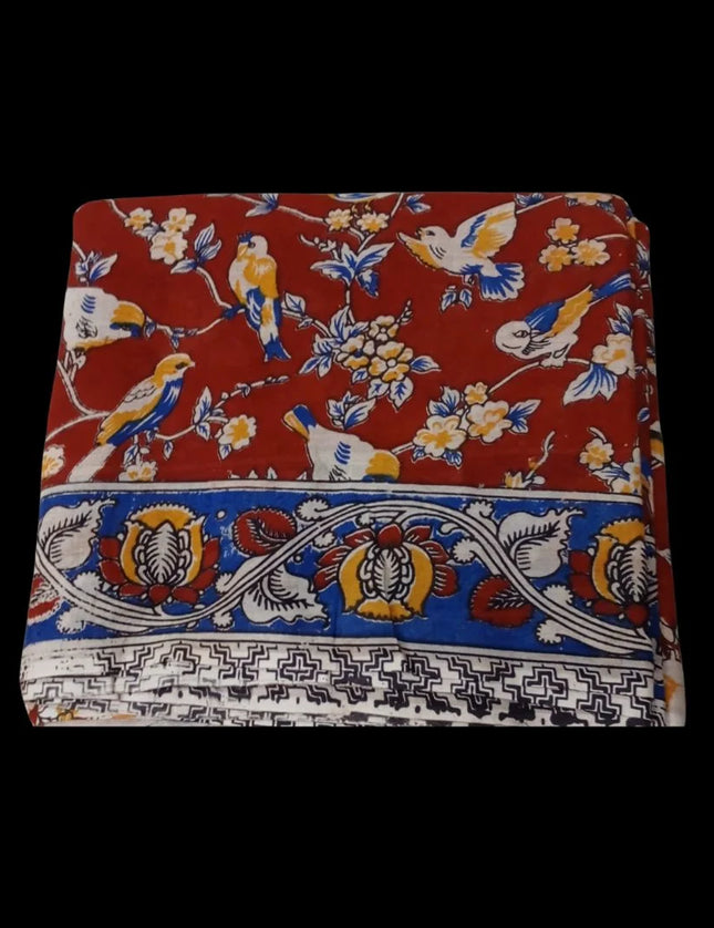 PEDANA PRINTED KALAMKARI MUL MUL COTTON 9 YARDS SAREES