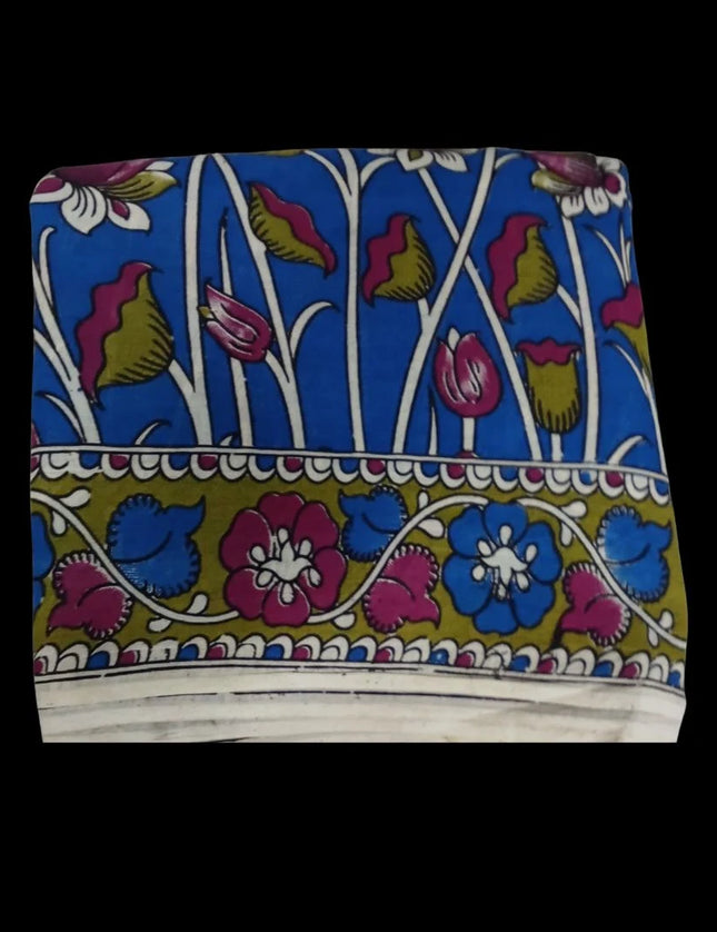 PEDANA PRINTED KALAMKARI MUL MUL COTTON 9 YARDS SAREES