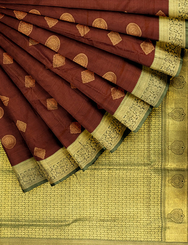 Pure Kanchipuram Silk 9 Yards Madisar Saree - Elegant Small Border & Rich Pallu
