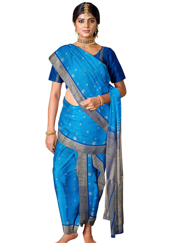 Pure Kanchipuram Silk 9 Yards Madisar Saree - Elegant Small Border & Rich Pallu