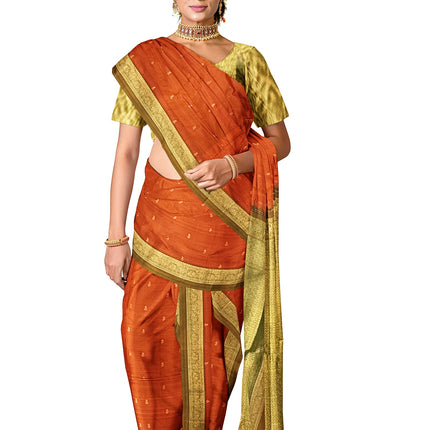 Pure Kanchipuram Silk 9 Yards Madisar Saree - Elegant Small Border & Rich Pallu