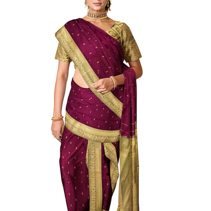 Pure Kanchipuram Silk 9 Yards Madisar Saree - Elegant Small Border & Rich Pallu