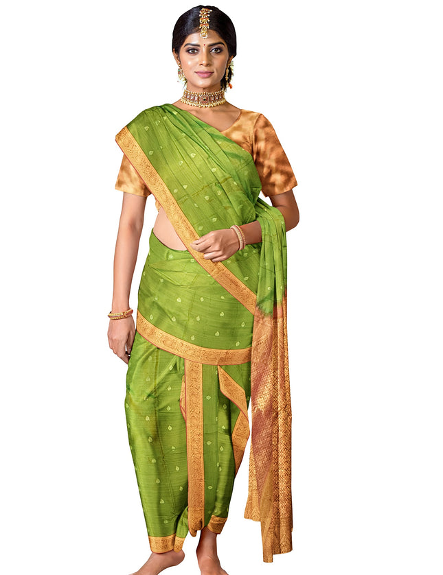 Pure Kanchipuram Silk 9 Yards Madisar Saree - Elegant Small Border & Rich Pallu