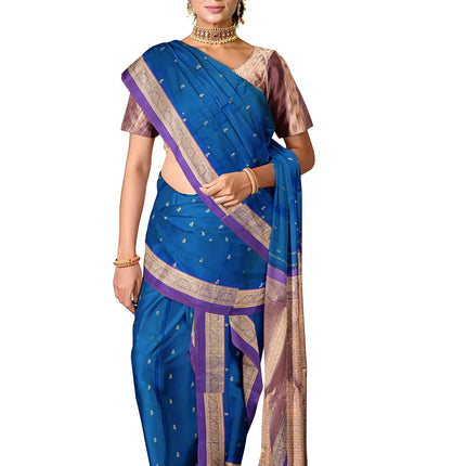 Pure Kanchipuram Silk 9 Yards Madisar Saree - Elegant Small Border & Rich Pallu