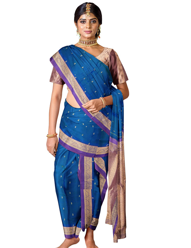 Pure Kanchipuram Silk 9 Yards Madisar Saree - Elegant Small Border & Rich Pallu