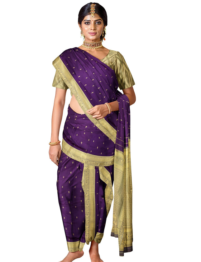 Pure Kanchipuram Silk 9 Yards Madisar Saree - Elegant Small Border & Rich Pallu