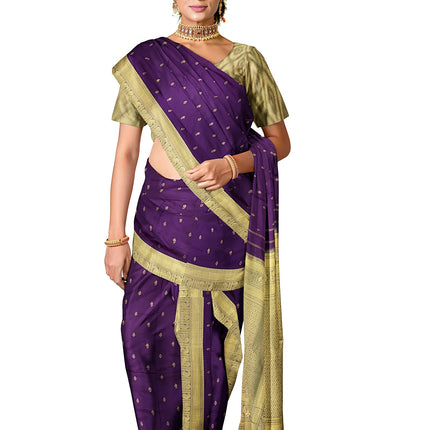 Pure Kanchipuram Silk 9 Yards Madisar Saree - Elegant Small Border & Rich Pallu