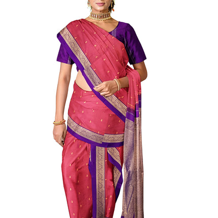 Pure Kanchipuram Silk 9 Yards Madisar Saree - Elegant Small Border & Rich Pallu