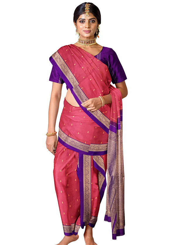 Pure Kanchipuram Silk 9 Yards Madisar Saree - Elegant Small Border & Rich Pallu