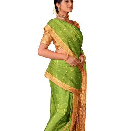Pure Kanchipuram Silk 9 Yards Madisar Saree - Elegant Small Border & Rich Pallu