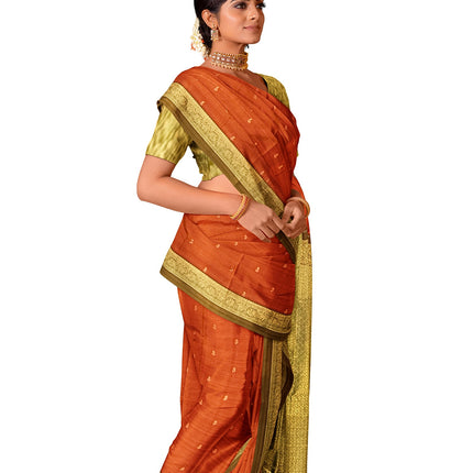Pure Kanchipuram Silk 9 Yards Madisar Saree - Elegant Small Border & Rich Pallu