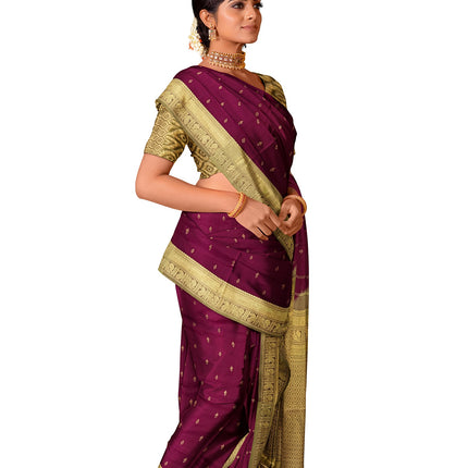 Pure Kanchipuram Silk 9 Yards Madisar Saree - Elegant Small Border & Rich Pallu