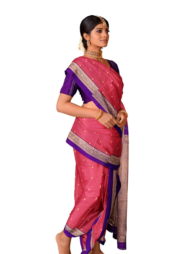 Pure Kanchipuram Silk 9 Yards Madisar Saree - Elegant Small Border & Rich Pallu