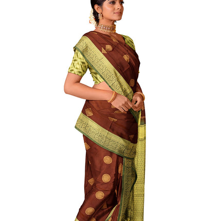 Pure Kanchipuram Silk 9 Yards Madisar Saree - Elegant Small Border & Rich Pallu