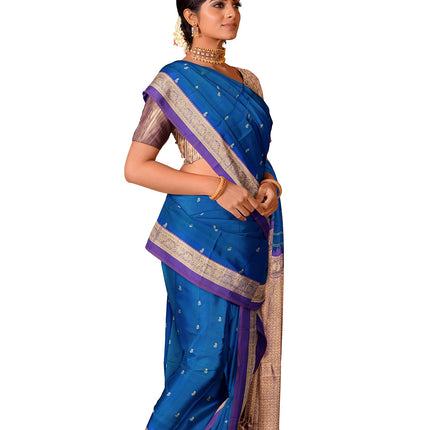 Pure Kanchipuram Silk 9 Yards Madisar Saree - Elegant Small Border & Rich Pallu