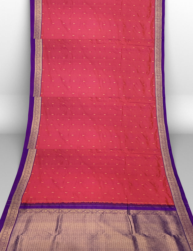 Pure Kanchipuram Silk 9 Yards Madisar Saree - Elegant Small Border & Rich Pallu