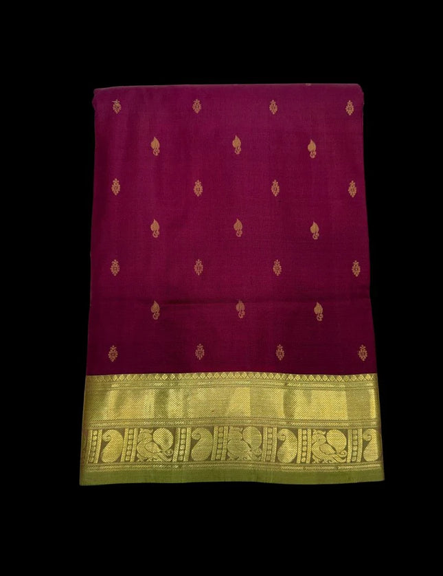 Pure Kanchipuram Silk 9 Yards Madisar Saree - Elegant Small Border & Rich Pallu