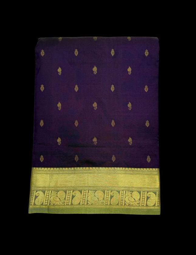 Pure Kanchipuram Silk 9 Yards Madisar Saree - Elegant Small Border & Rich Pallu