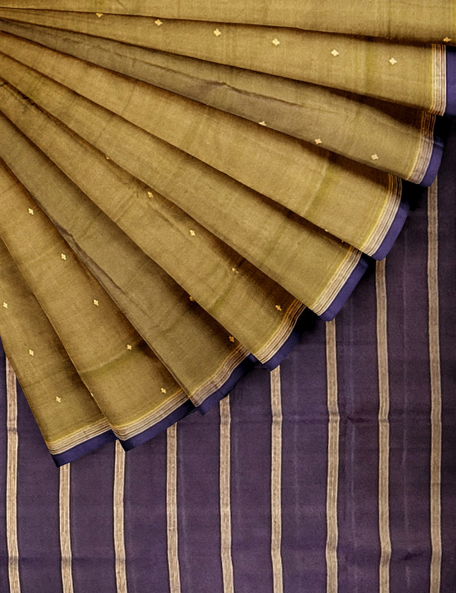 Pure Kanchipuram Silk 9 Yards Madisar Saree - Pottu Butta Design with Small Border