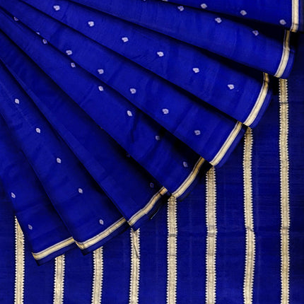 Pure Kanchipuram Silk 9 Yards Madisar Saree - Pottu Butta Design with Small Border