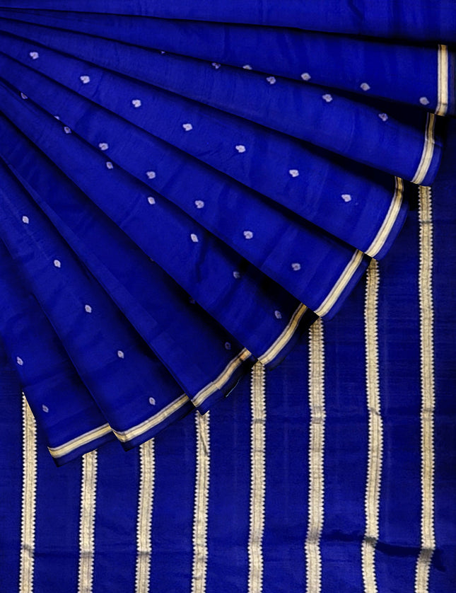 Pure Kanchipuram Silk 9 Yards Madisar Saree - Pottu Butta Design with Small Border