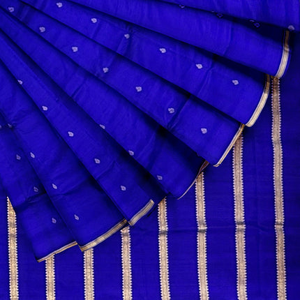 Pure Kanchipuram Silk 9 Yards Madisar Saree - Pottu Butta Design with Small Border