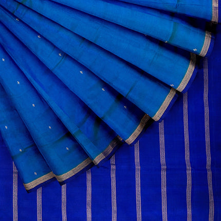 Pure Kanchipuram Silk 9 Yards Madisar Saree - Pottu Butta Design with Small Border