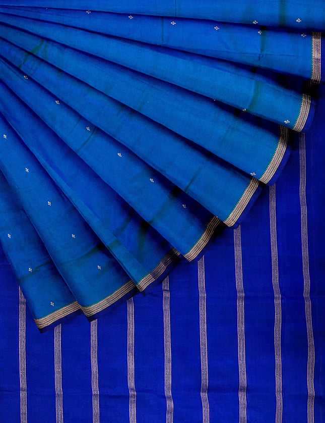 Pure Kanchipuram Silk 9 Yards Madisar Saree - Pottu Butta Design with Small Border