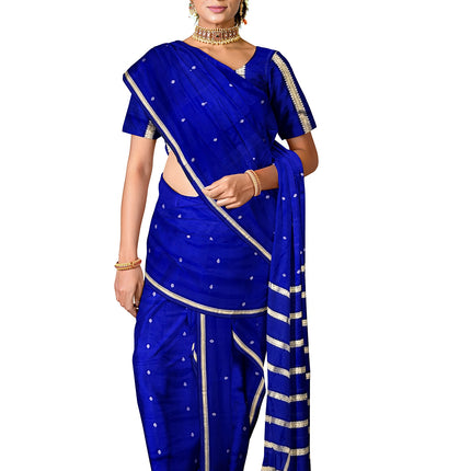 Pure Kanchipuram Silk 9 Yards Madisar Saree - Pottu Butta Design with Small Border