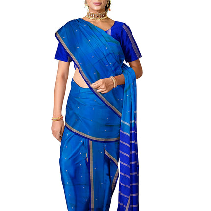 Pure Kanchipuram Silk 9 Yards Madisar Saree - Pottu Butta Design with Small Border
