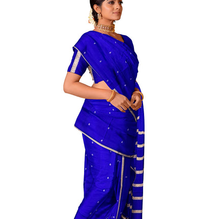 Pure Kanchipuram Silk 9 Yards Madisar Saree - Pottu Butta Design with Small Border